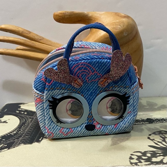 Purse pets blue and pink girl rain deer, coin purse, bag charm. Used. - Picture 4 of 8